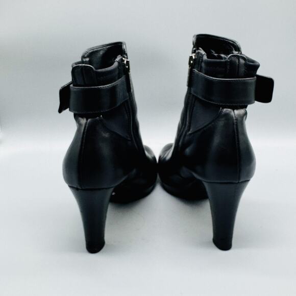 Aquatalia Boots Womens 8 Black Leather Ankle Pointed Toe Side Zip Heels Shoes - Picture 8 of 12